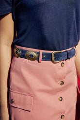 Ceinture cuir suédé marine - Alicia