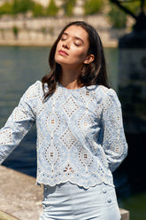Blouse ajourée bleue - Bladie