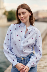 Blouse bleue à broderies - Blooma
