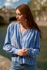 Blouse bleue à rayures - Blue