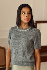 Pull manches courtes gris chiné - Matis