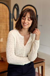 Gilet col rond écru - Meg