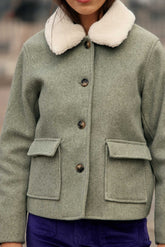 Manteau à col fausse fourrure kaki - Nattie