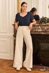 Jean large beige - Prune