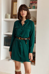 Robe chemise courte verte - Roni