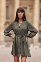 Robe courte fluide kaki - Ruyan