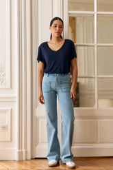 Jean flare tressée stone clair - Sonny