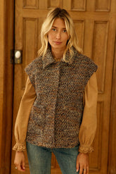 Veste sans manches en tweed marron - Vaya