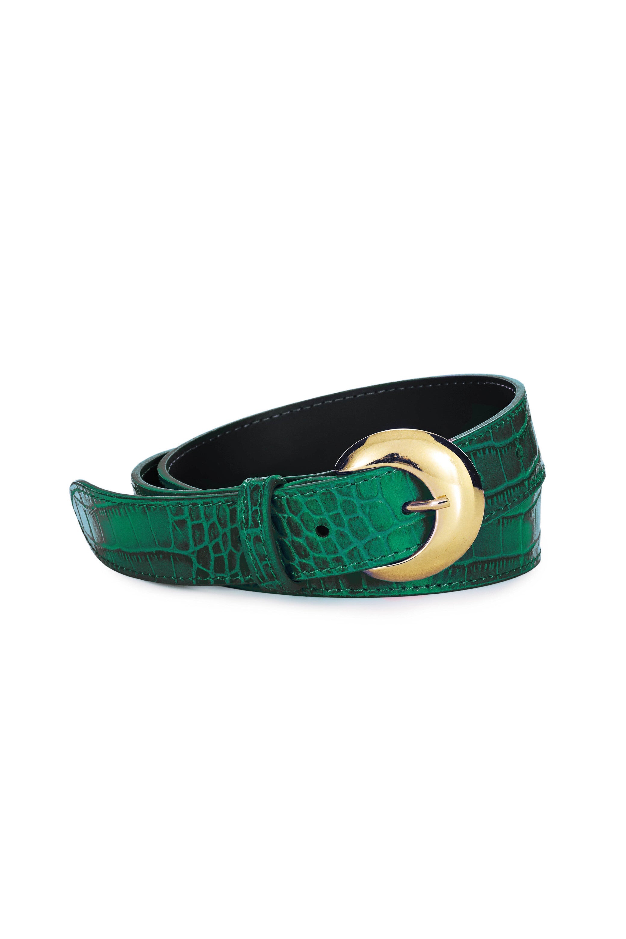 Ceinture cuir croco vert - Aiden