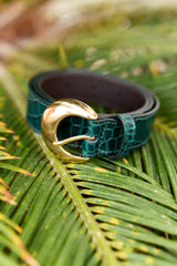 Ceinture cuir croco vert - Aiden