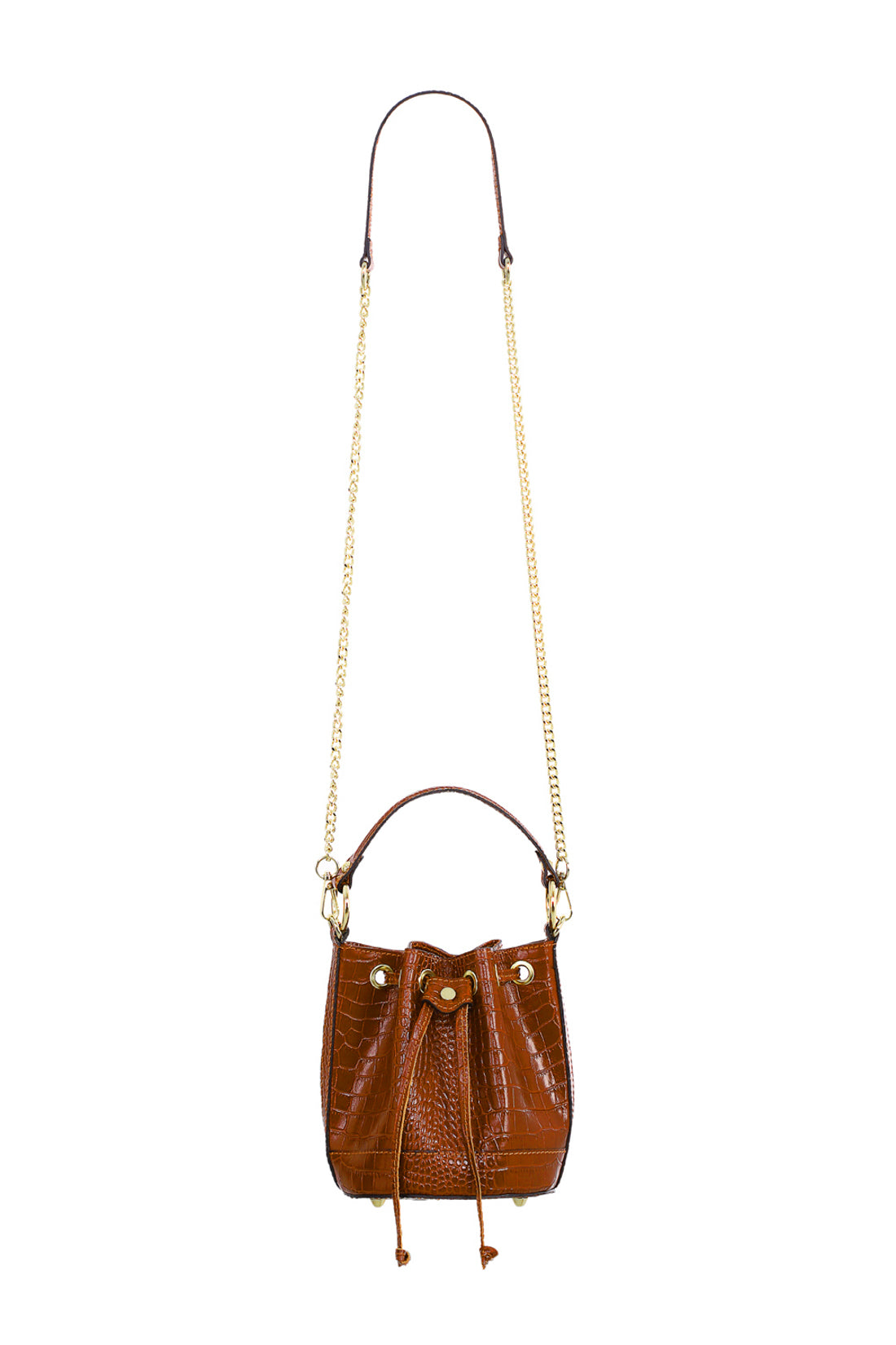 Sac cuir effet croco camel - Aimmy