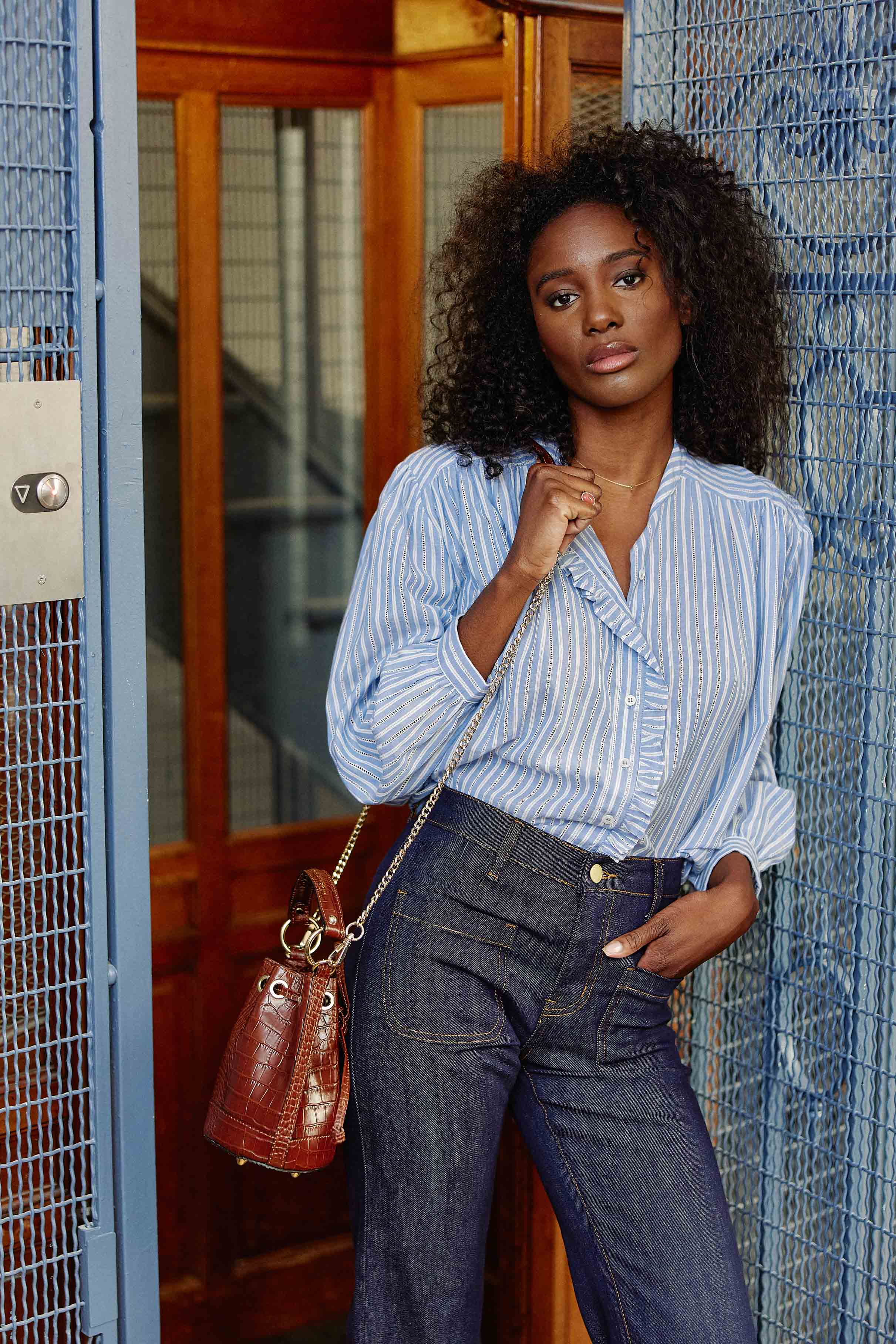 Sac cuir effet croco camel - Aimmy