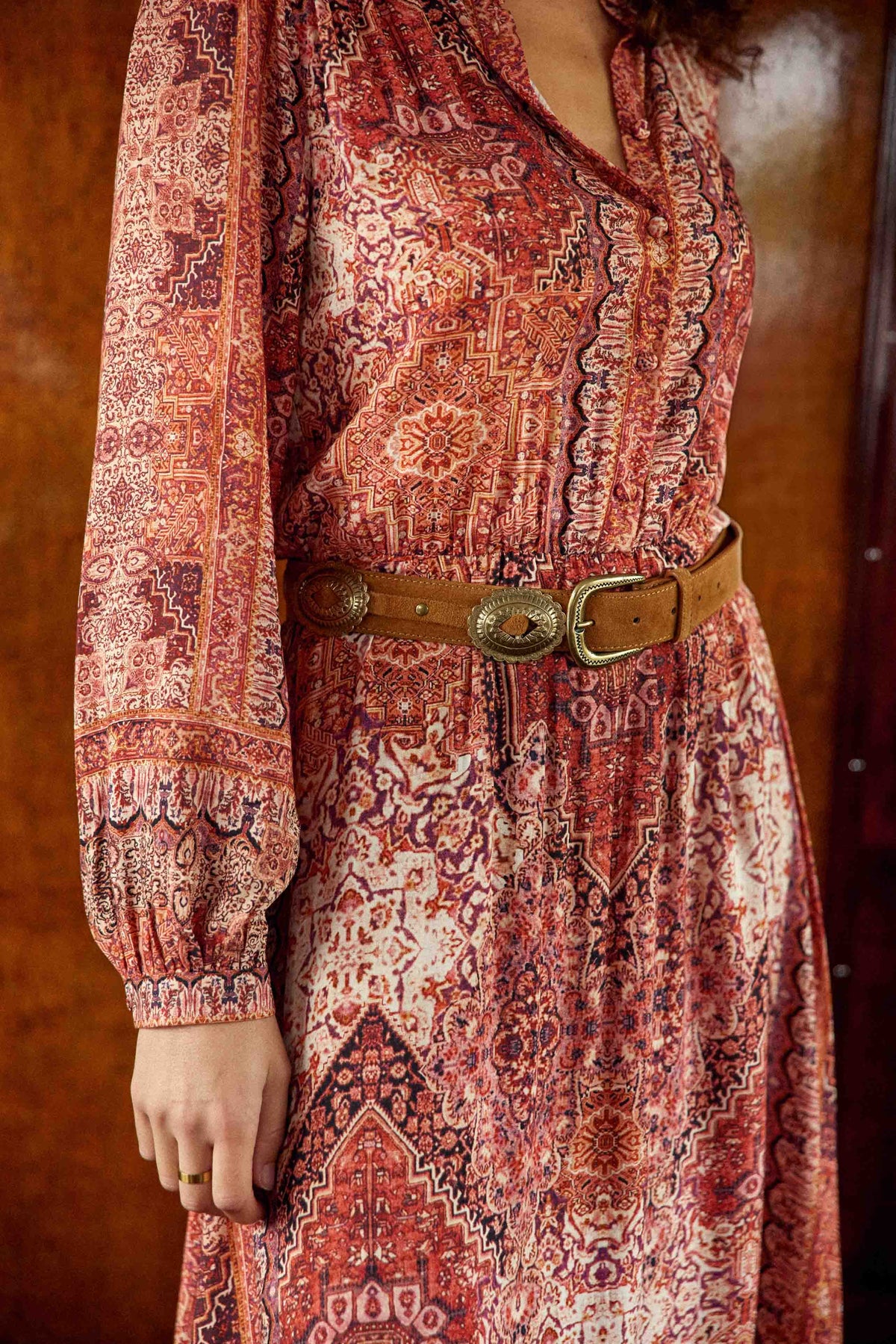 Ceinture cuir suédé camel - Alicia