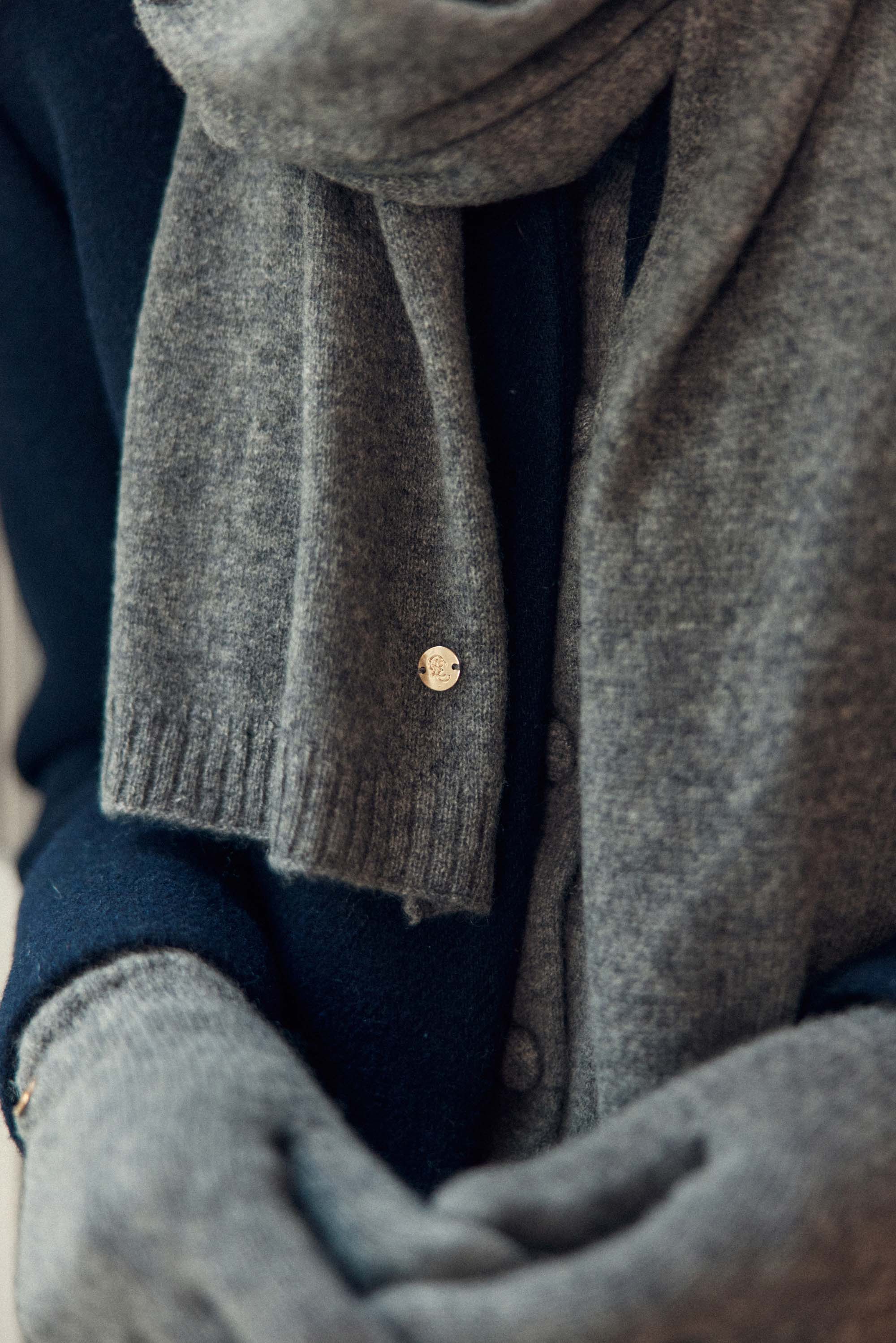 Echarpe cachemire gris chiné - Alina