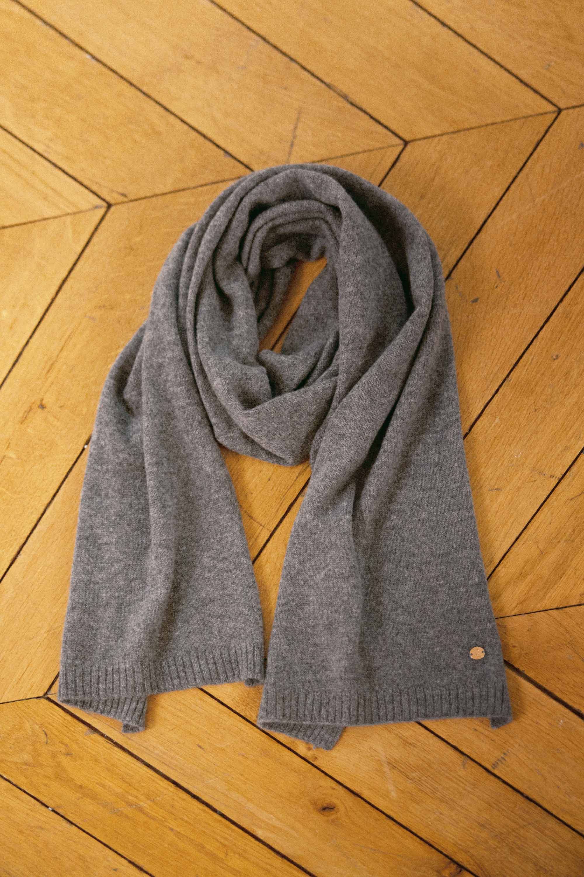 Echarpe cachemire gris chiné - Alina
