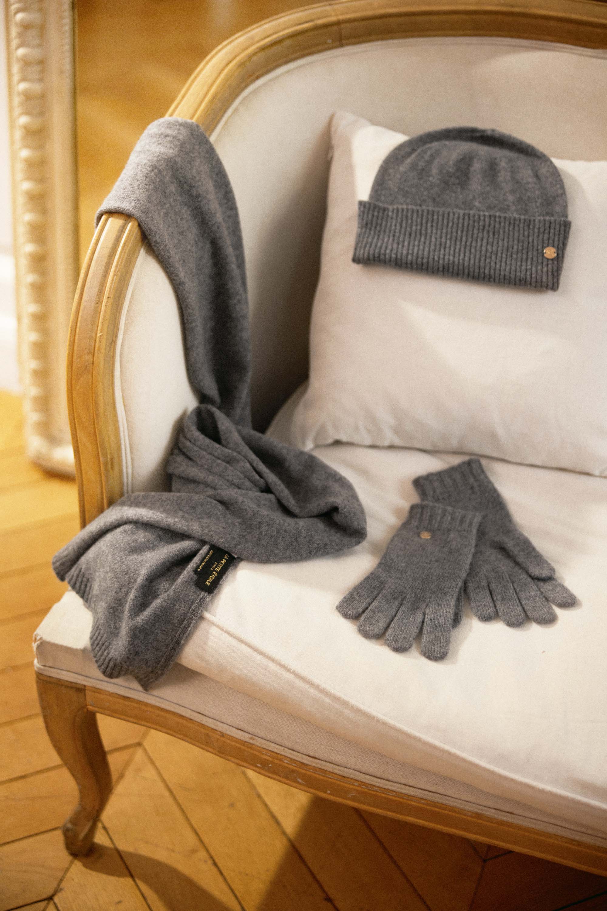 Gants cachemire gris chine - Alivia