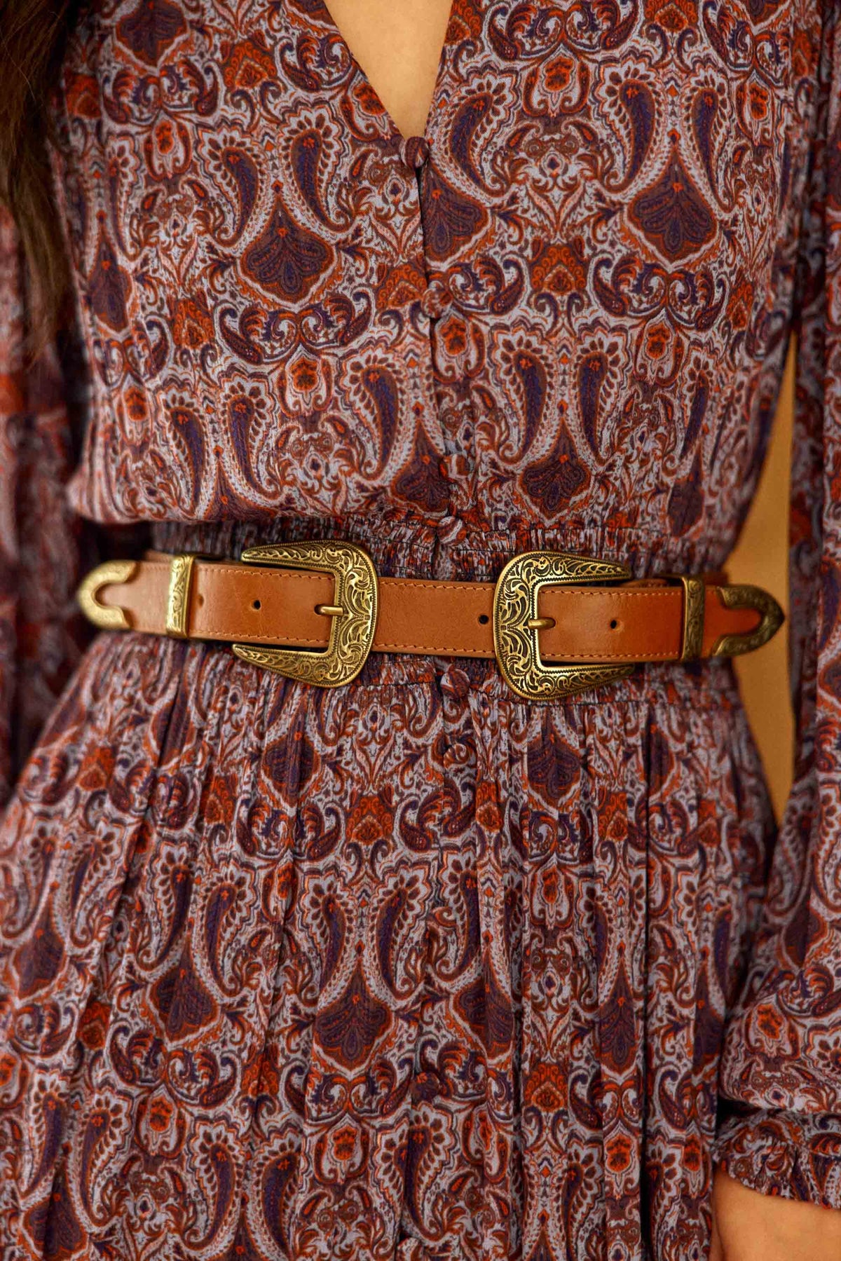 Ceinture cuir camel - Assia