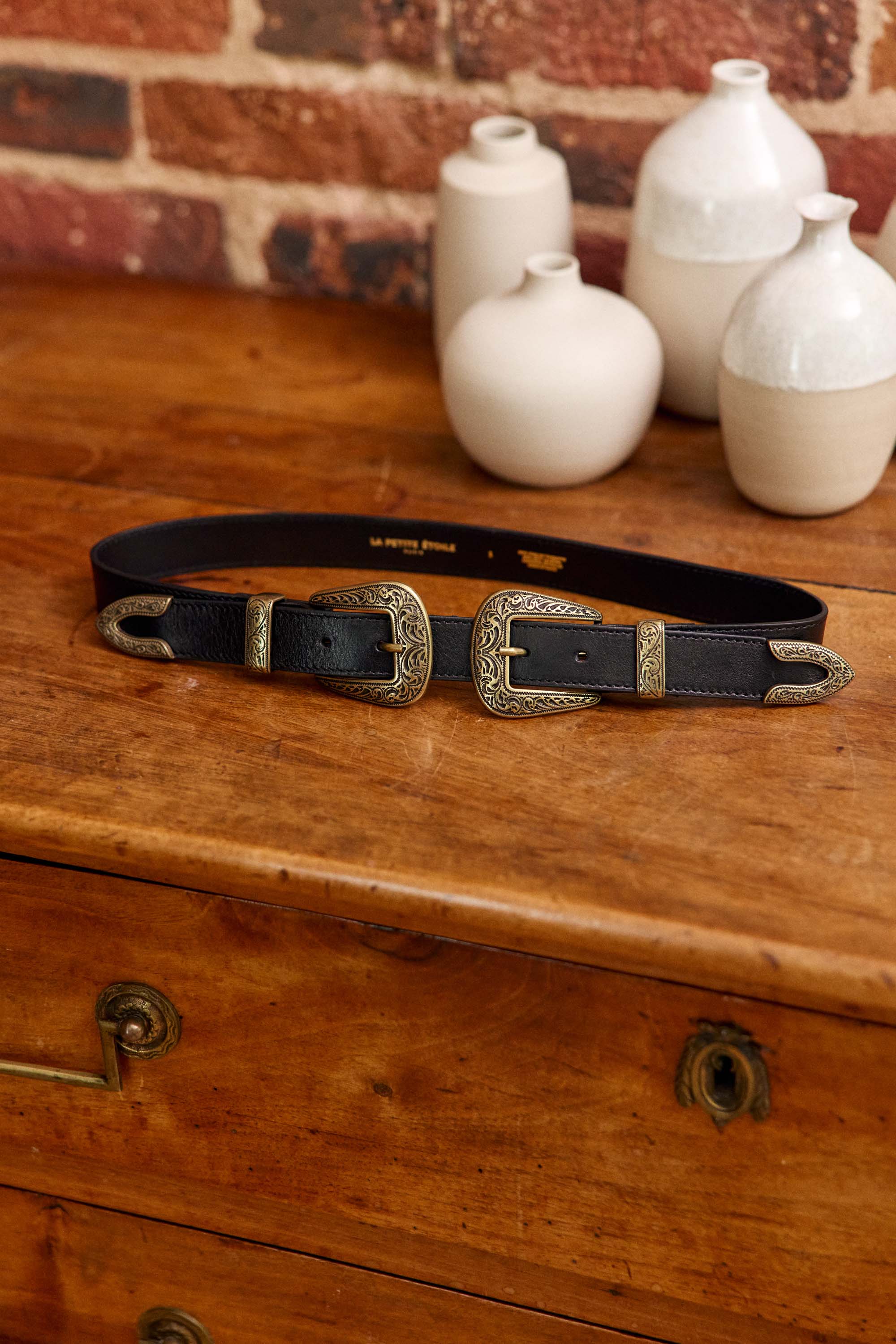 Ceinture cuir noire - Assia