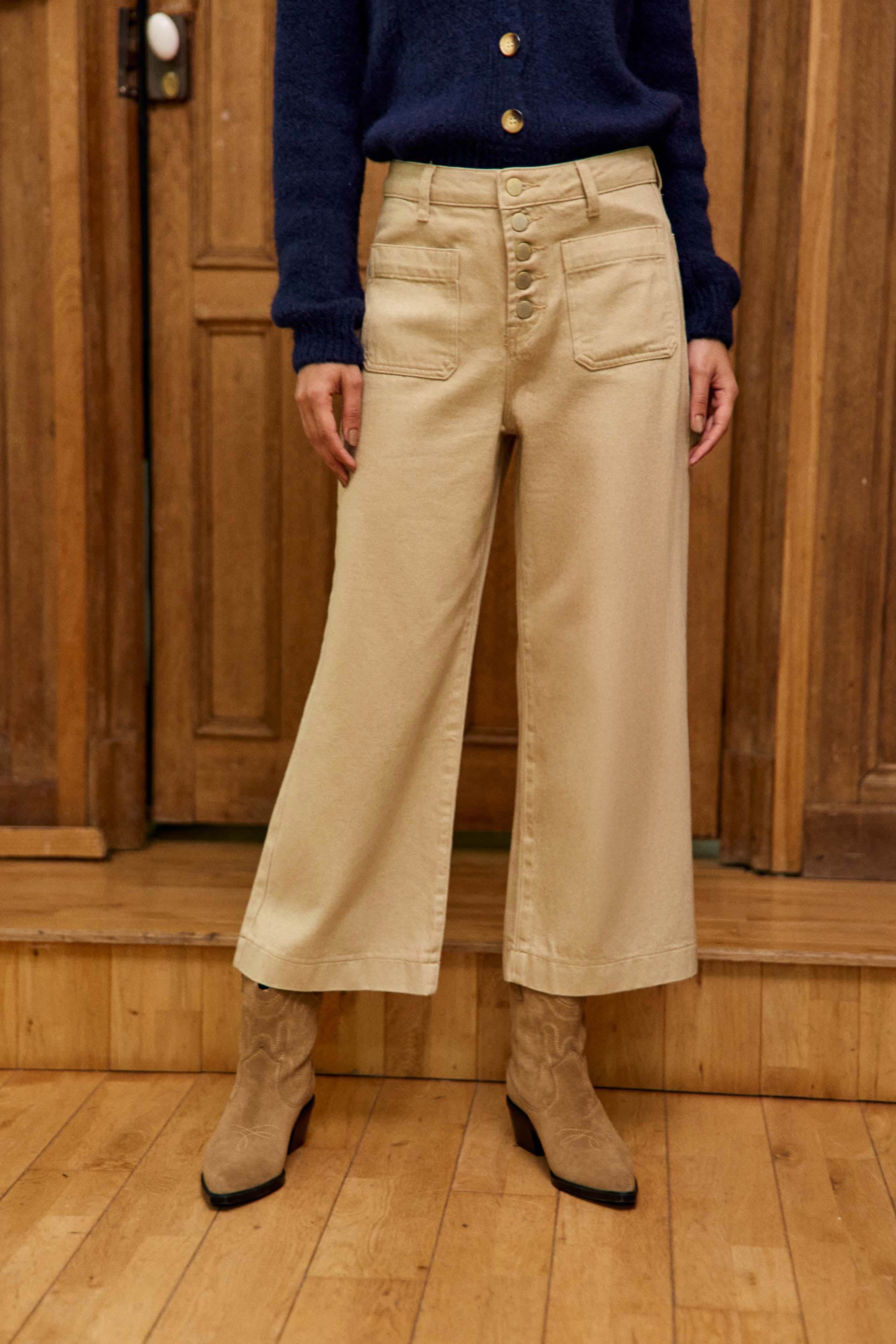 Jean taille haute beige - Atlanta