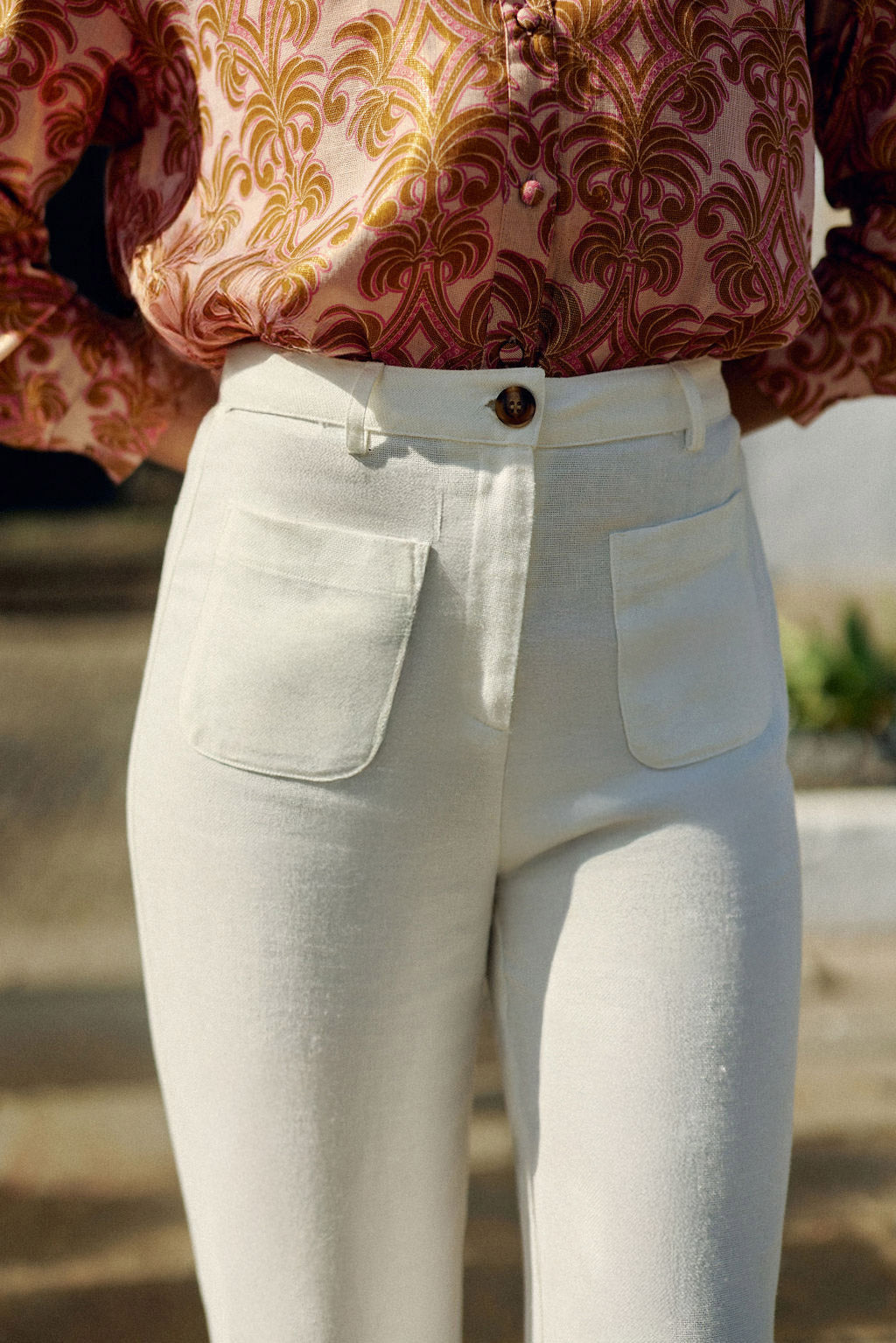 Pantalon évasé en lin écru - Atlanty