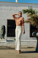 Pantalon évasé en lin écru - Atlanty