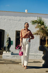 Pantalon évasé en lin écru - Atlanty