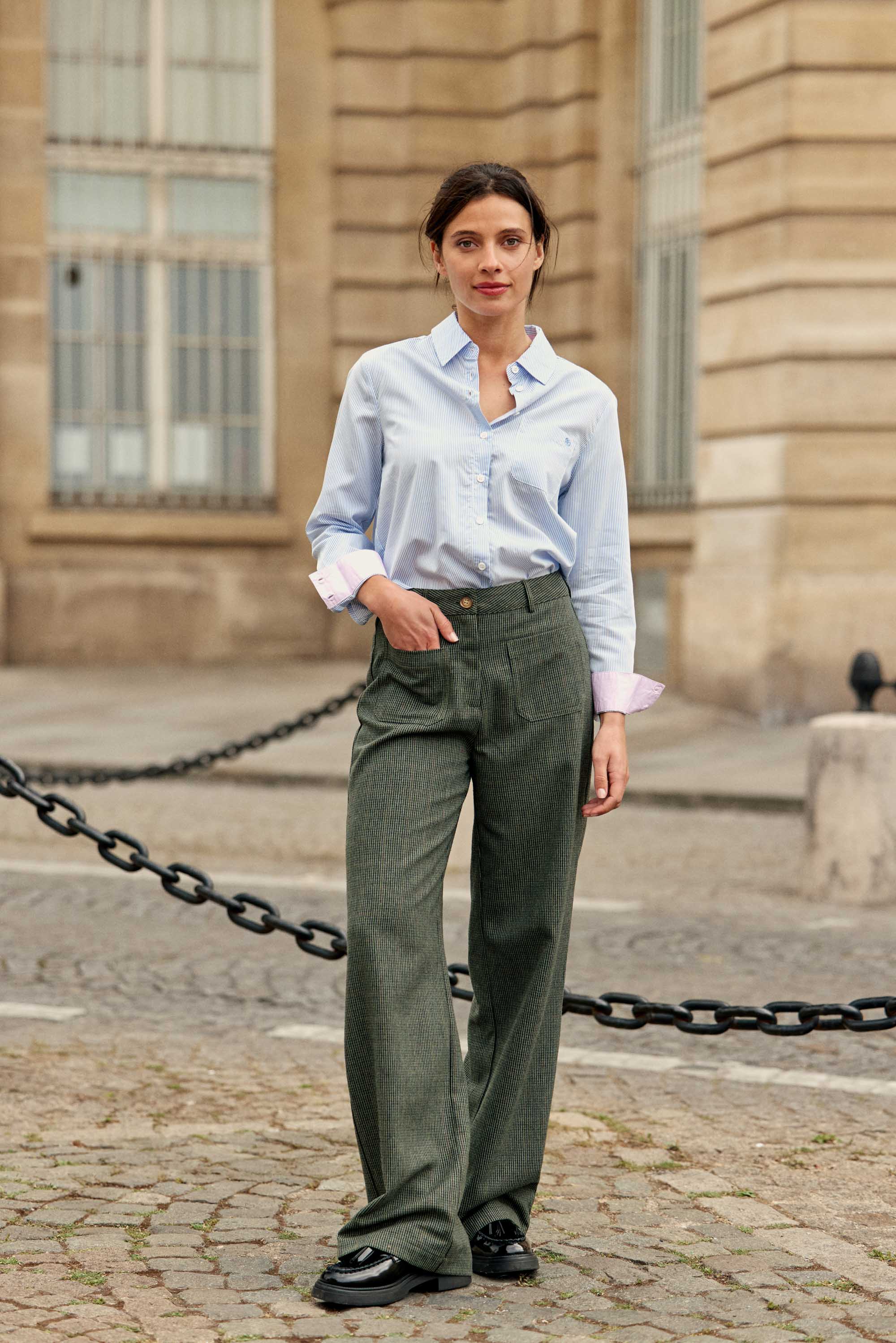 Pantalon à carreaux kaki - Atlany