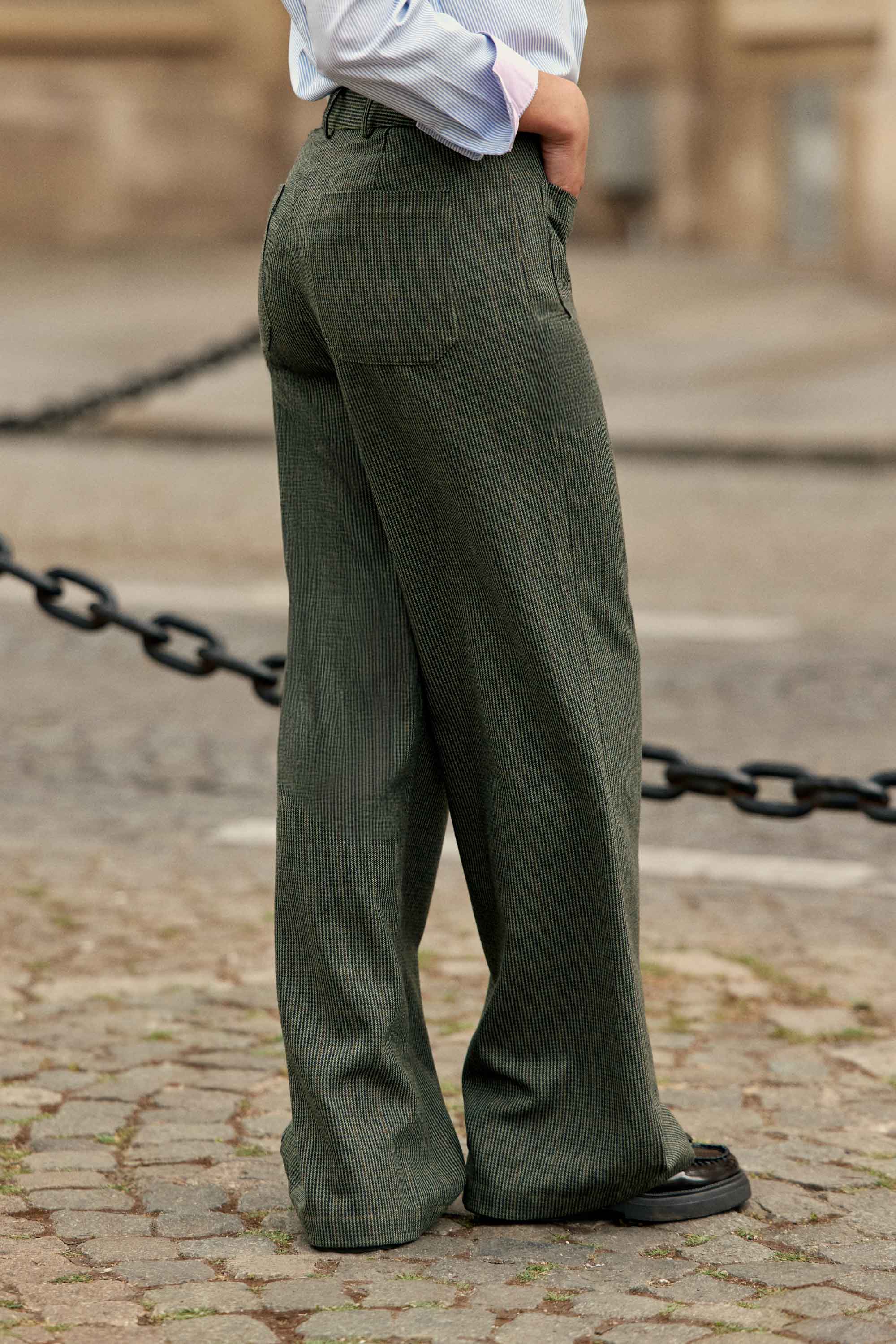 Pantalon à carreaux kaki - Atlany