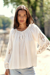 Blouse ample brodée blanche - Bary