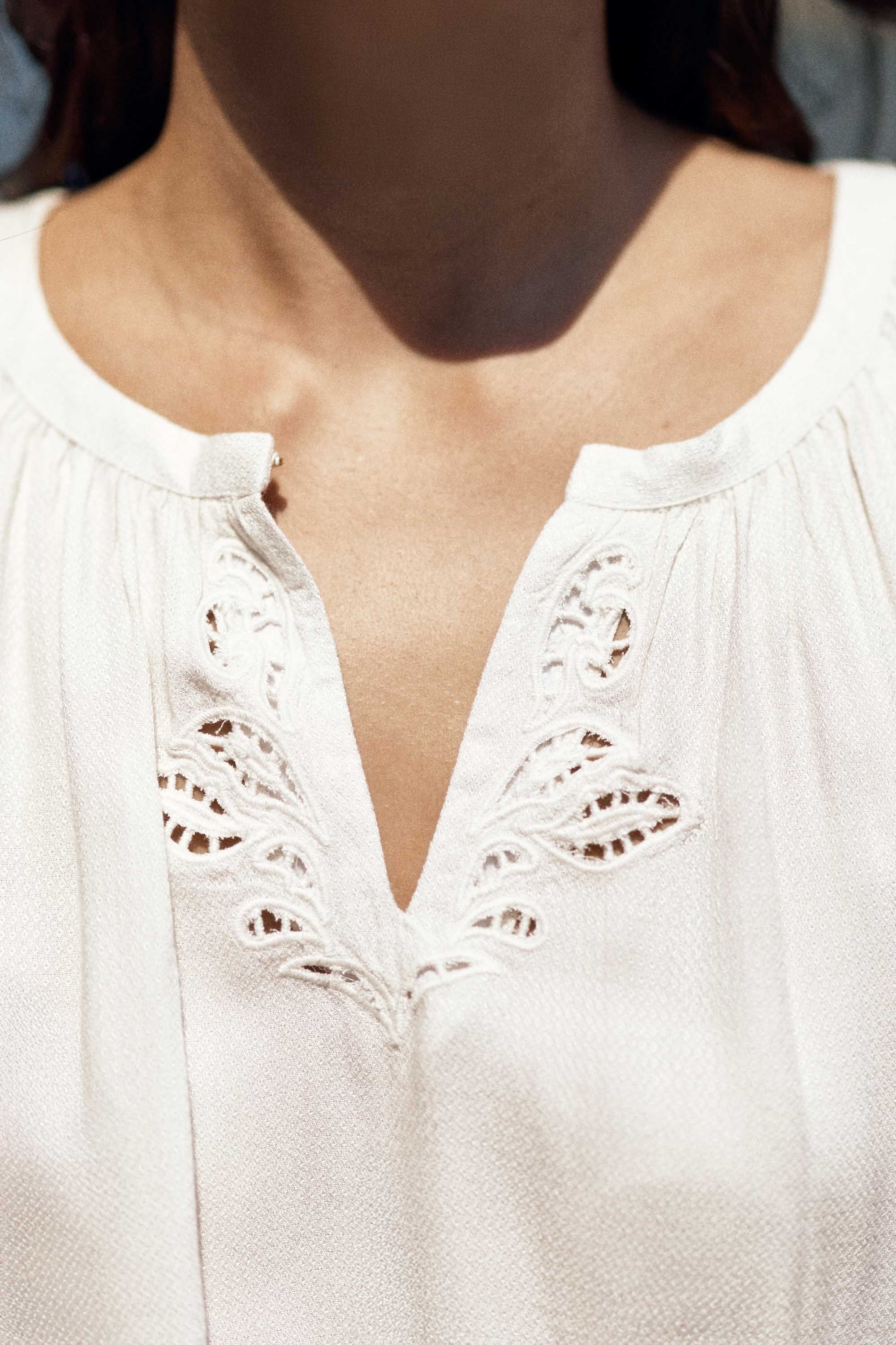 Blouse ample brodée blanche - Bary