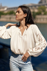 Blouse ample brodée blanche - Bary