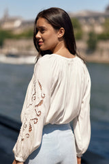 Blouse ample brodée blanche - Bary