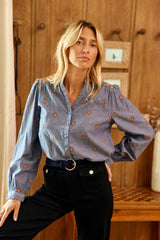 Blouse brodée bleue - Belen