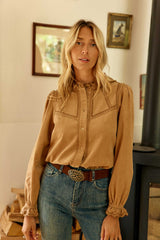 Blouse velours côtelé beige - Beriza