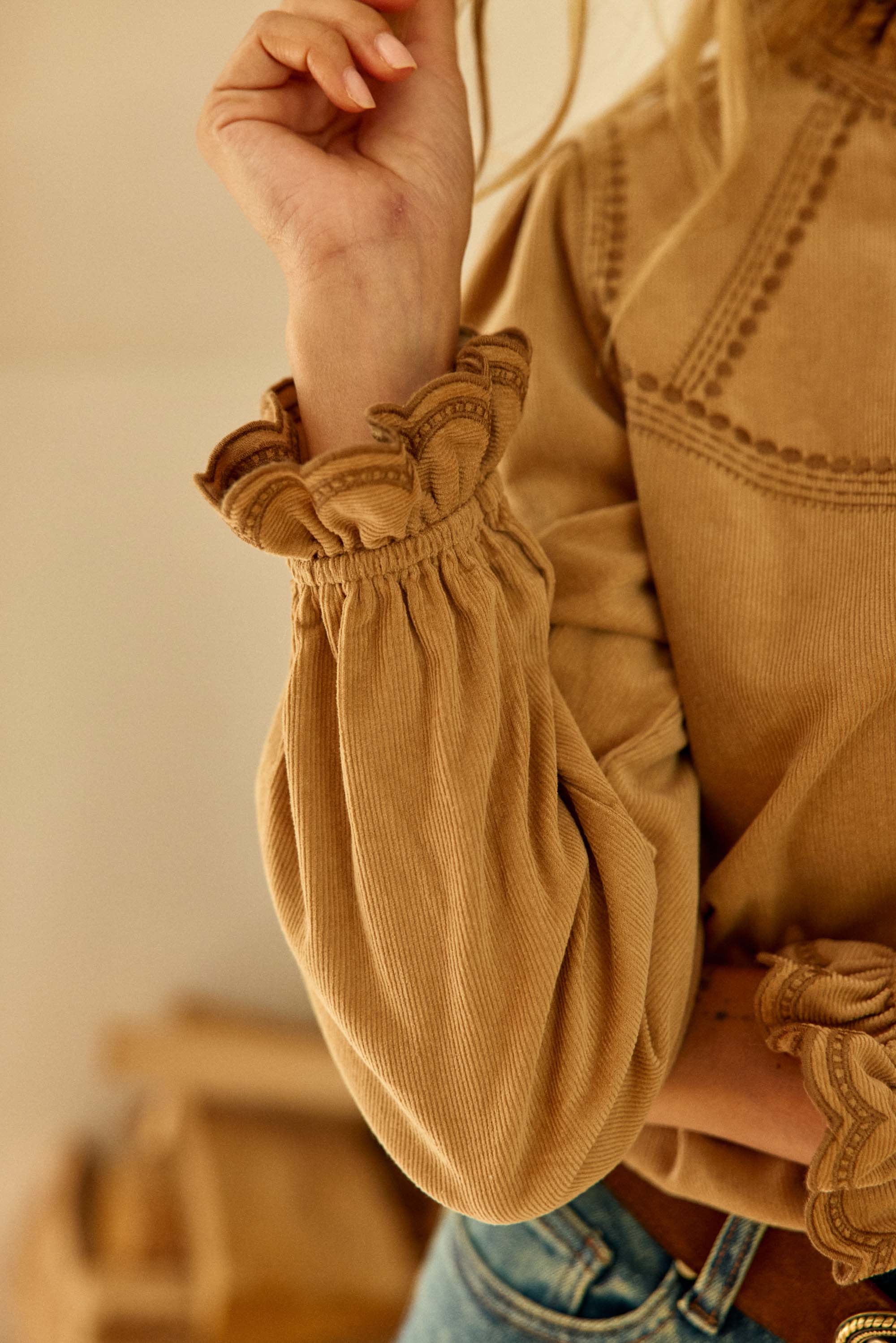 Blouse velours côtelé beige - Beriza