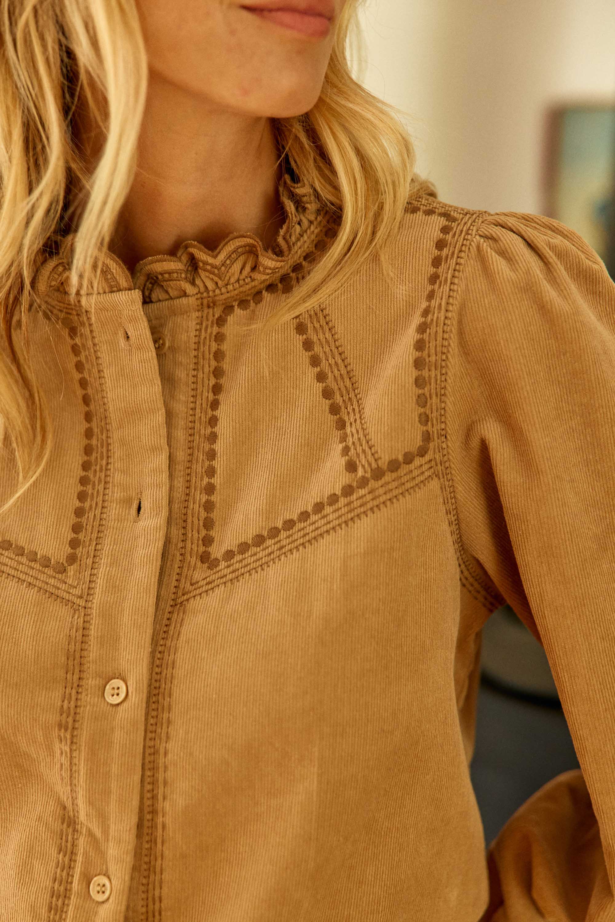 Blouse velours côtelé beige - Beriza