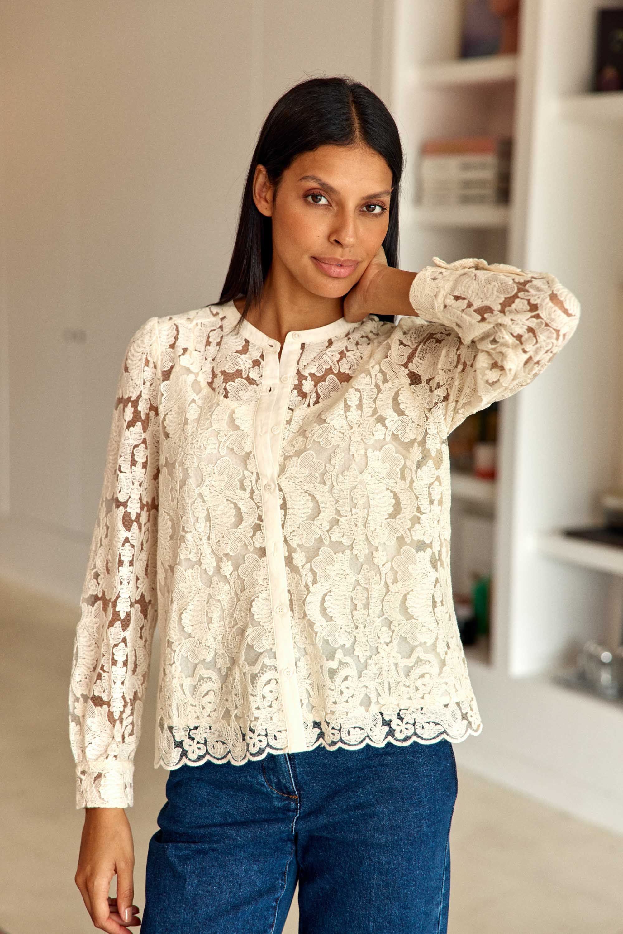 Blouse dentelle écrue - Berta