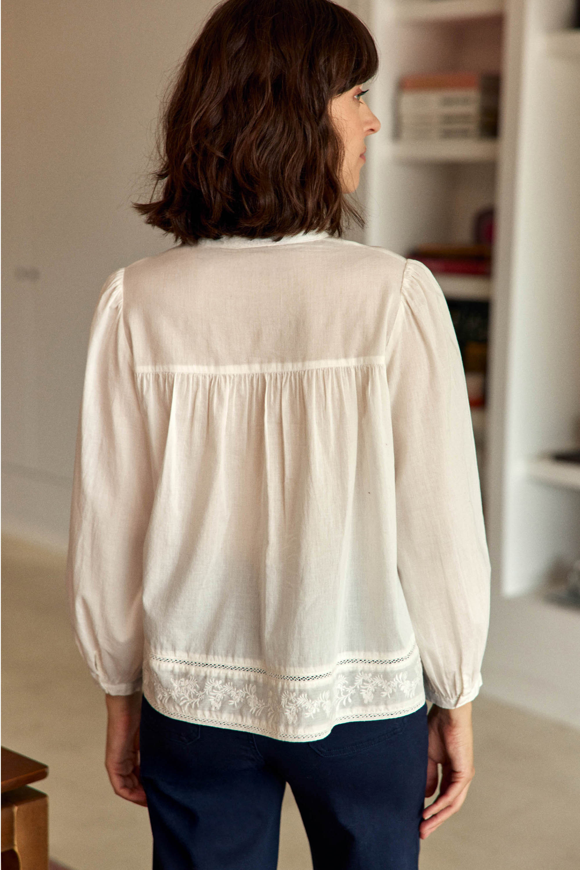 Blouse coton brodée écrue - Berti