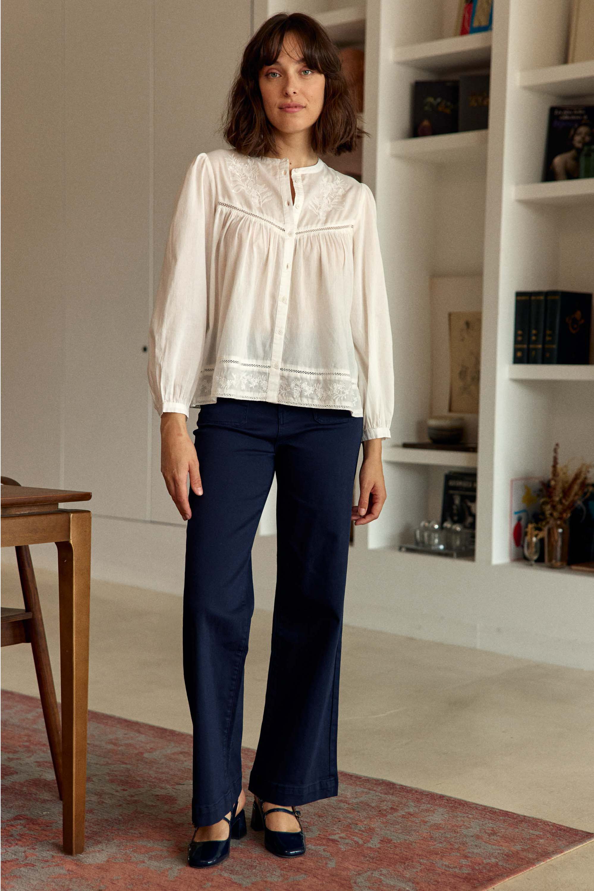Blouse coton brodée écrue - Berti