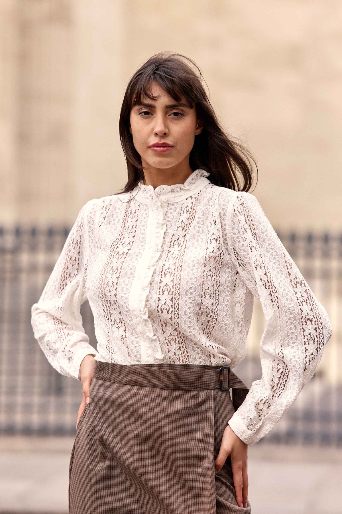 Blouse dentelle écrue - Besma