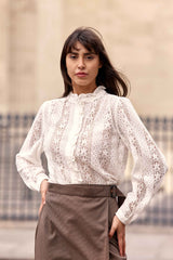 Blouse dentelle écrue - Besma