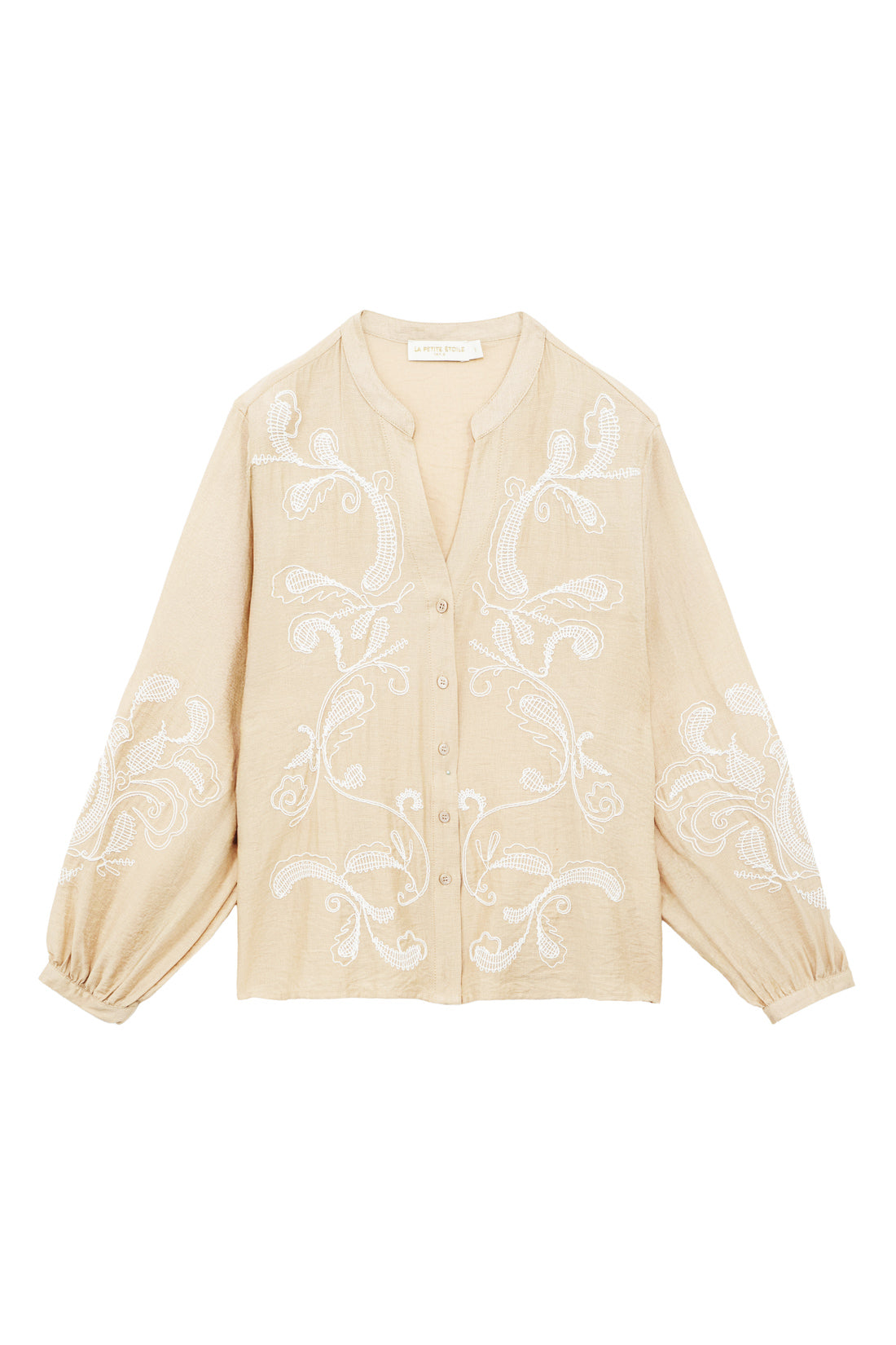 Blouse brodée beige - Beyta