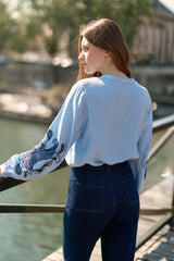 Blouse brodée bleue - Beyta