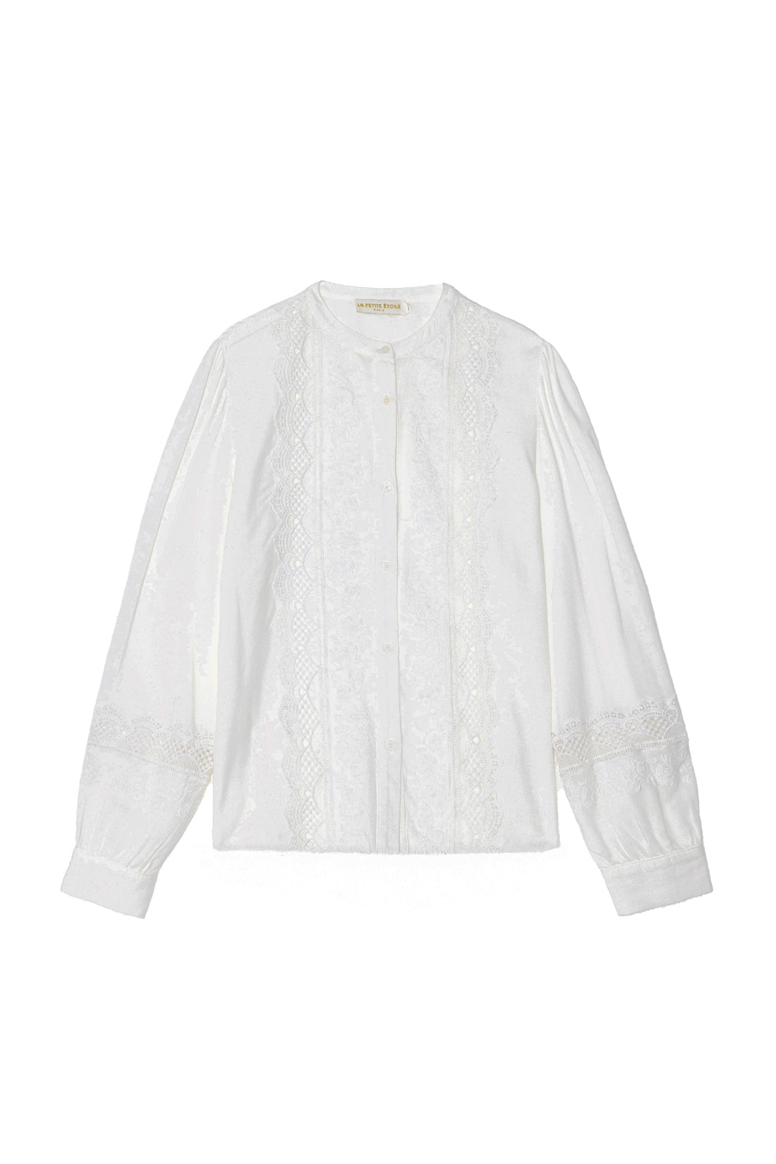 Blouse dentelle et broderies écrue - Bilena