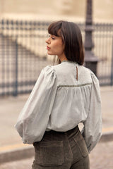 Blouse ample verte à broderies - Birtin