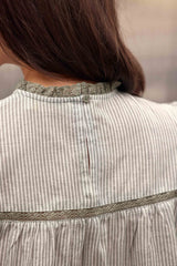 Blouse ample verte à broderies - Birtin