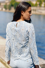 Blouse ajourée bleue - Bladie