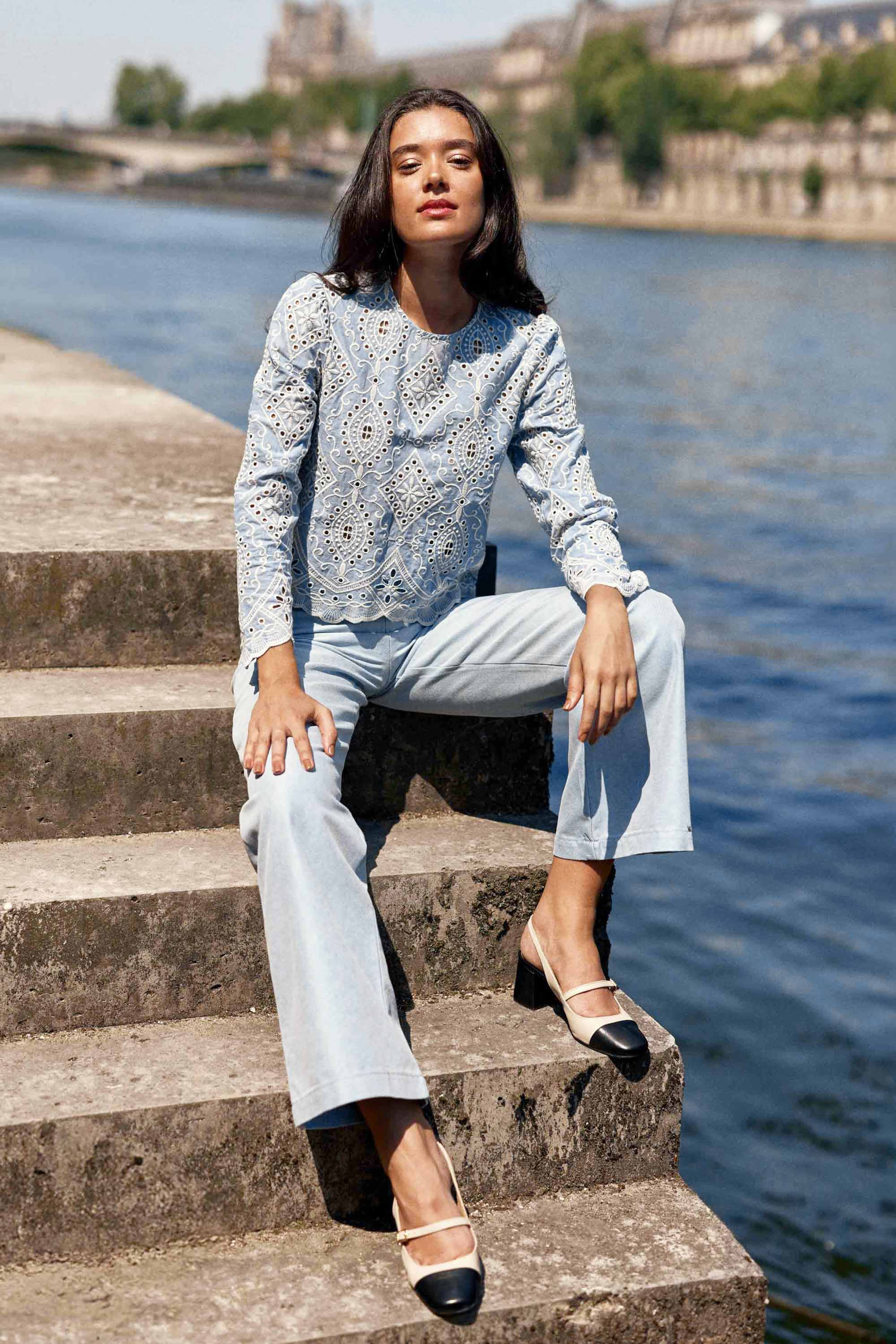 Blouse ajourée bleue - Bladie