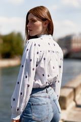 Blouse bleue à broderies - Blooma