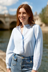 Blouse brodée ciel - Bloy